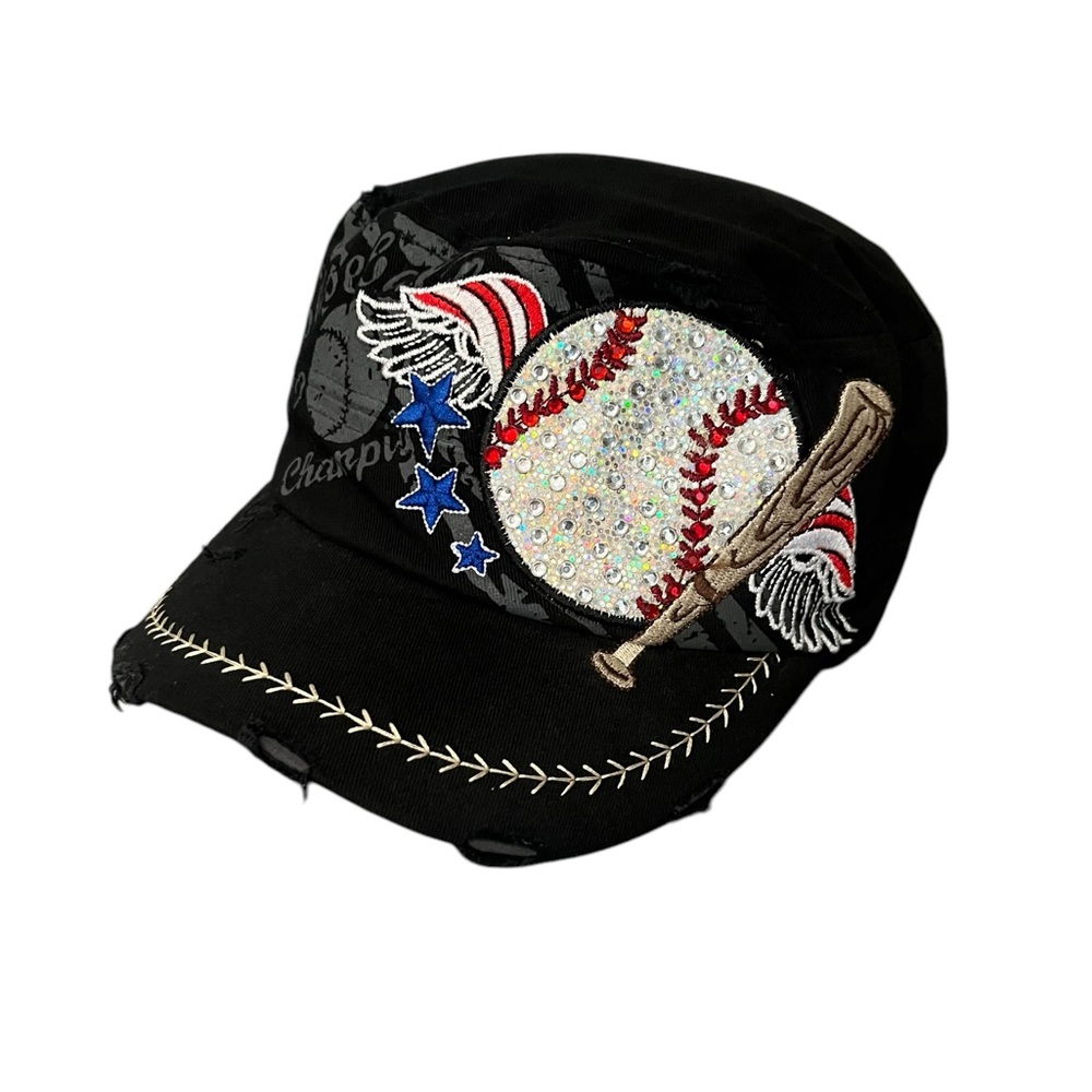 Leader Original Vintage Distressed Sequins Baseball Patriotic Cap Hat Adjustable